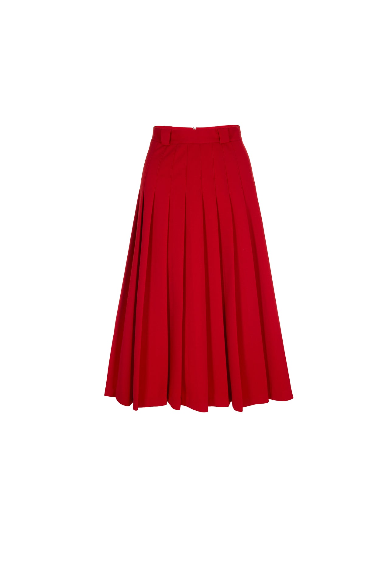 Red Pleated midi Skirt