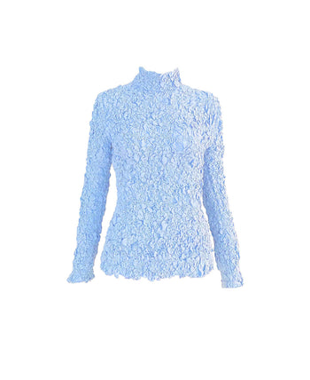 BLUE TURTLE NECK SMOCKED TOP