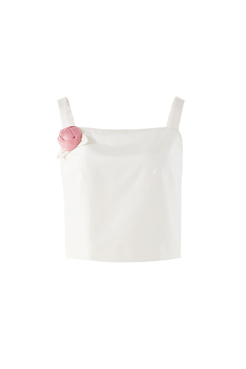 Ivory Rose Appliqué Tank Top