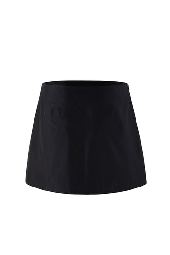 Black Rose Appliqué Mini Skirt