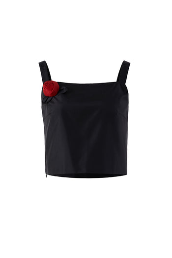 Black Rose Appliqué Tank Top