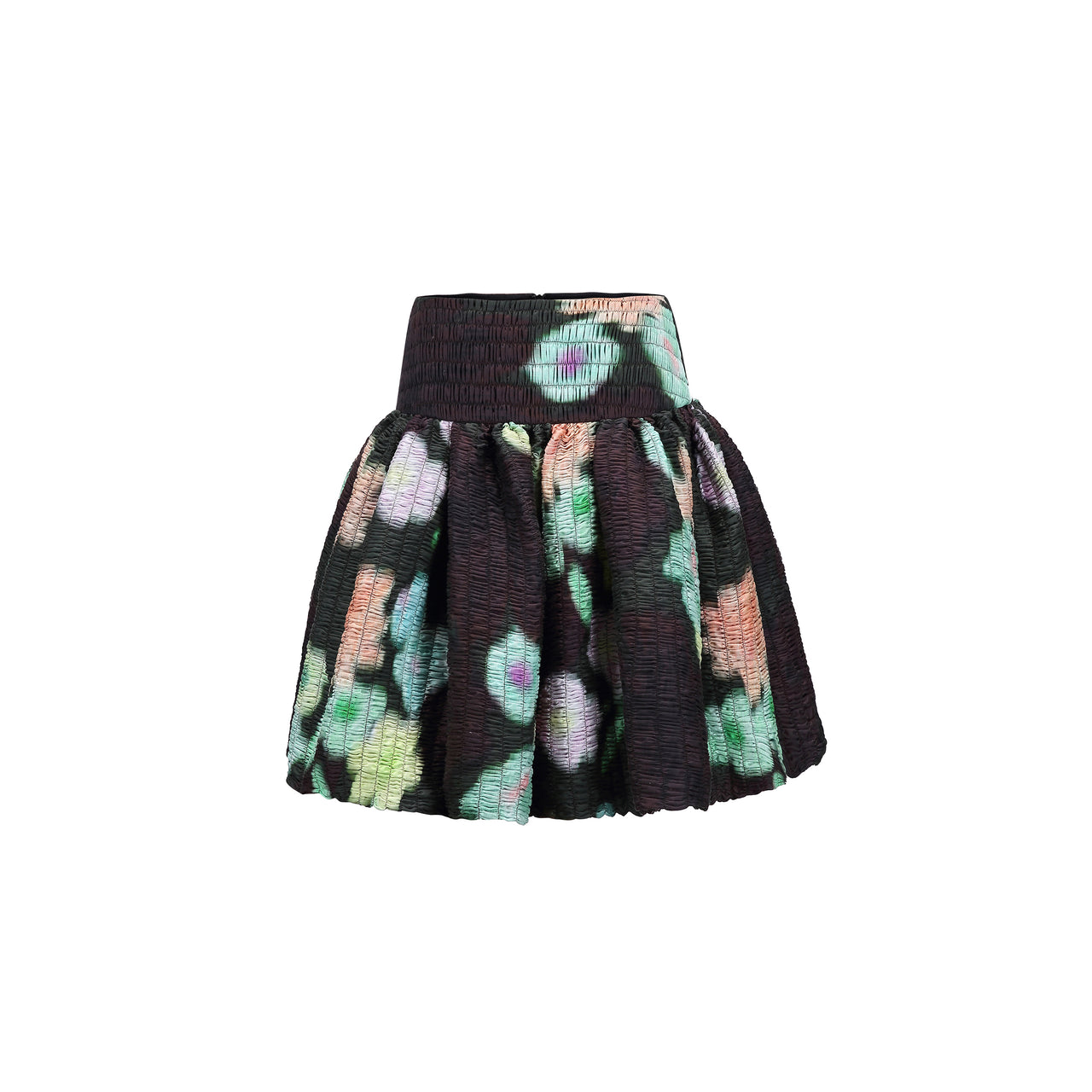 Shirred Black Floral Skirt