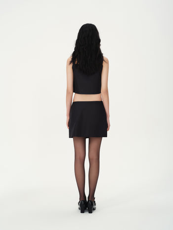 Black Rose Appliqué Mini Skirt