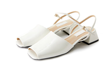 White Patent Peep Toe Slingback Heels