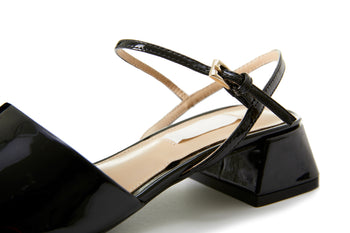 Black Patent Peep Toe Slingback Heels